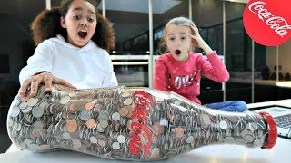 diy coin machine giant coca cola bottle of coins how much will we get