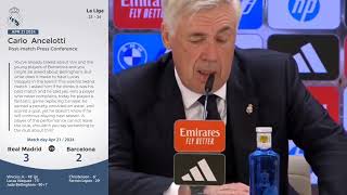 Real Madrid 3 - 2 Barcelona Clasico Post-Match English Dub La Liga Press Conference  Carlo Ancelotti