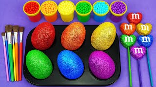Satisfying Video l How To Make M\&M Lollipop Candy with Glitter Eggs \& Playdoh Cutting ASMR #62