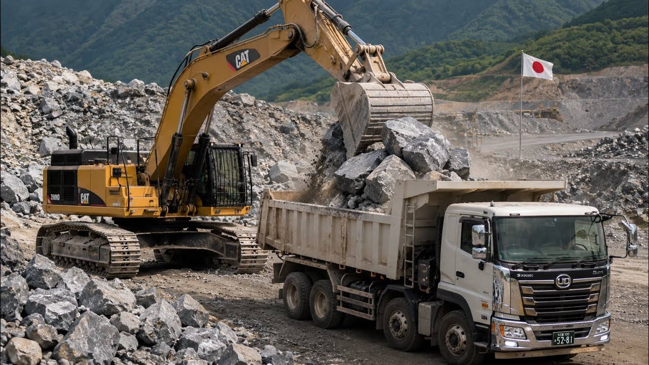 Large Machines In Action Powerful Machines in Action | Caterpillar Loader Loading Big Rocks 💥# ...