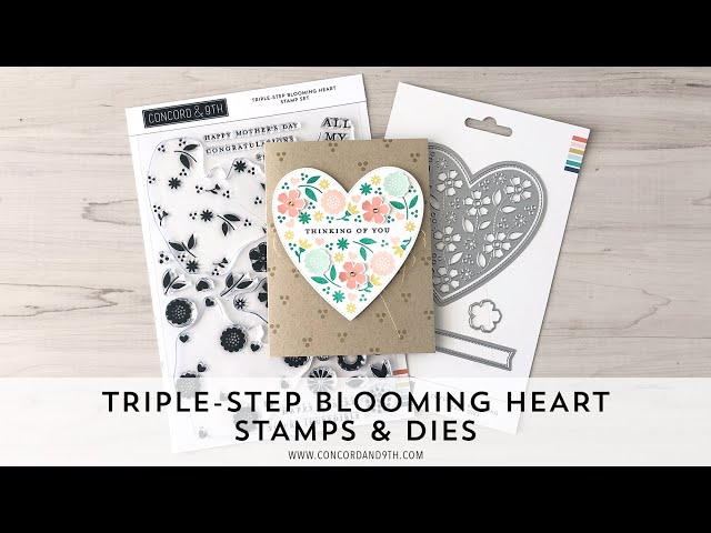 Triple-Step Blooming Heart Stamp Set - Concord & 9th