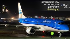 KLM Business Class Full Flight | Leeds Bradford to Amsterdam | Embraer E190 (Sunrise Flight/No ATC)