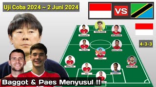 Pakai Formasi 4-3-3 !! Indonesia vs Tanzania ~ Prediksi Line Up Indonesia Bersama Egy & Baggot