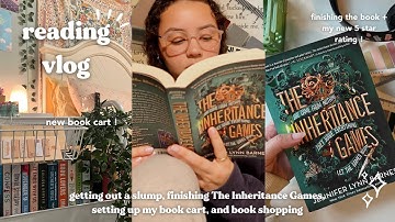 reading vlog 📖🪴 *spoiler free*: the inheritance games, setting up my book cart, book shopping