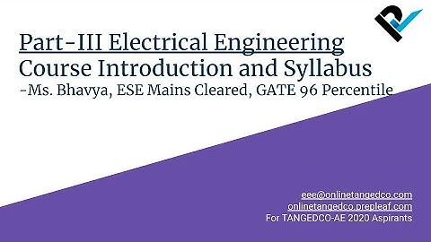 TANGEDCO-AE 2021 | Part-III Electrical Engineering | Introduction  | Lecture 1/46
