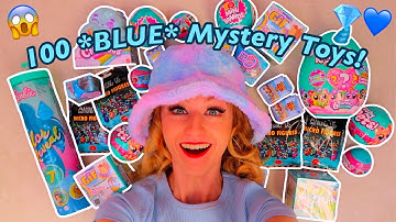 UNBOXING 100 *BLUE ONLY* MYSTERY TOYS!😱💎💙 (MASHEMS, FIDGET GIFS, REAL LITTLES, MYSTERY EGG, ETC!)🥳