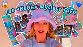 UNBOXING 100 *BLUE ONLY* MYSTERY TOYS!😱💎💙 (MASHEMS, FIDGET GIFS, REAL LITTLES, MYSTERY EGG, ETC!)🥳