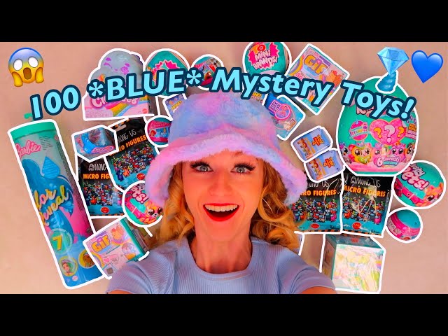 UNBOXING 100 *BLUE ONLY* MYSTERY TOYS!😱💎💙 (MASHEMS, FIDGET GIFS, REAL LITTLES, MYSTERY EGG, ETC!)🥳 class=