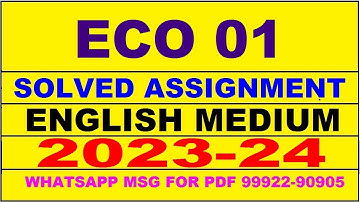 eco 01 solved assignment 2023-24 | eco 1 solved assignment in english 2024 | eco 1 2024