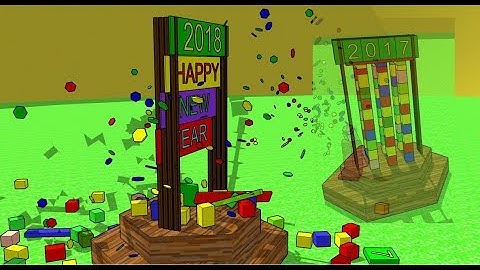 The New 2018 Year’s greeting, simulation at Sketchup and MS Physics with cannon and flapper models.