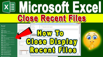 how to close display recent file in excel | recent file ko kaise delete kare