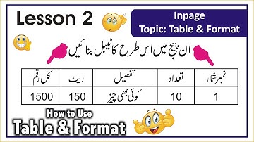 How to Create and Format Table in Inpage | Inpage Tutorial