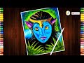 How to draw neytiri avatar  avatar  oil pastel drawing  easy drawing  speed art  asmr