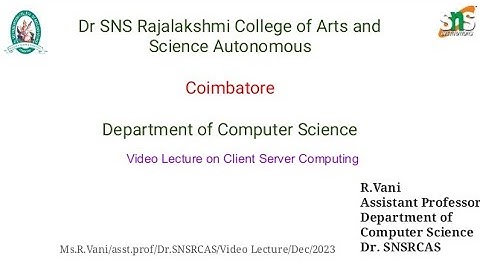 Ms.R.Vani,Asst.Prof,CS|Video Lecture|Client Server Computing|snsinstitutions