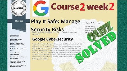 Answers|Play It Safe: Manage Security Risks|course 2 week 2  |solved|Google Cyber Security| Coursera