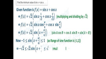 Minimum Value of sin x + cos x - Applications of Derivatives - Class12 Maths