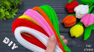 How to make Tulip from Chenille Stems 🌷 Pipe Cleaner Flowers