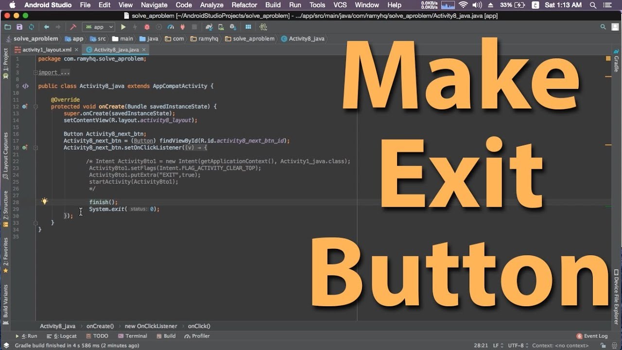 how to exit presentation mode in android studio