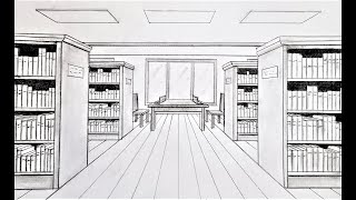 How to draw a library in one point perspective