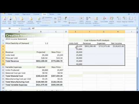 Tutorial 10 One-Variable Data Table