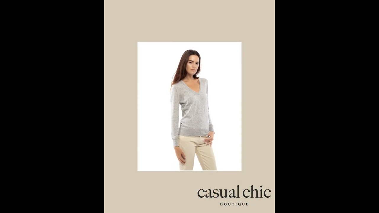 NEW FALL 24 - Women's Pure Cashmere V-Neck Sweater Taupe by Monticelli Cashmere