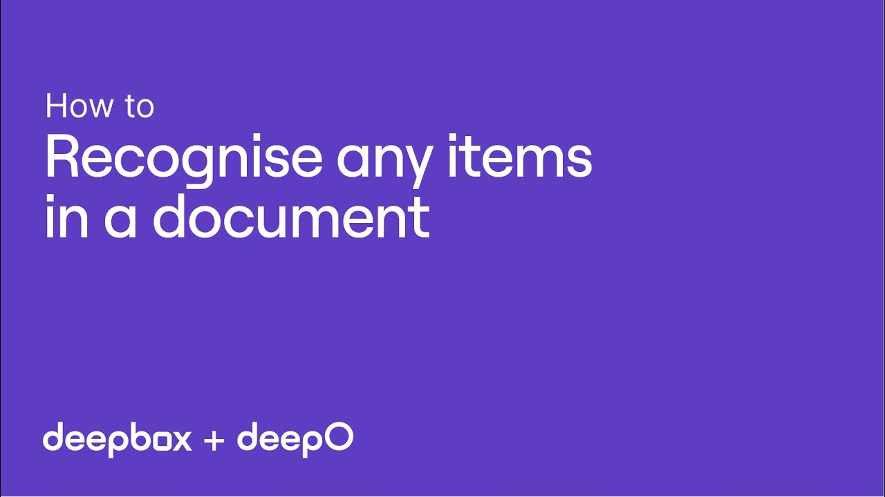 Recognise any items in a document | How to DeepBox + DeepO - YouTube