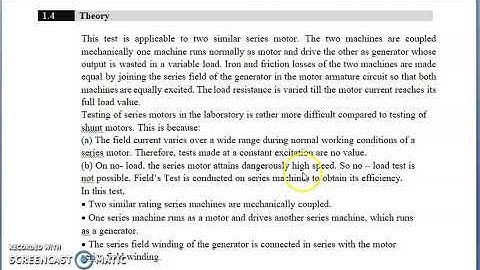 Expt  11. 1 Field test on DC series motor