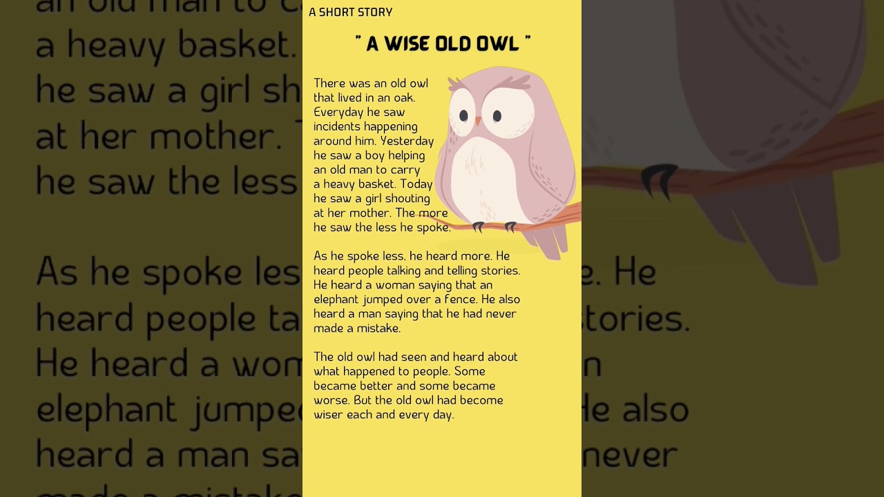 Short Story"A Wise Old Owl"|Like&Subscribe for more stories daily|