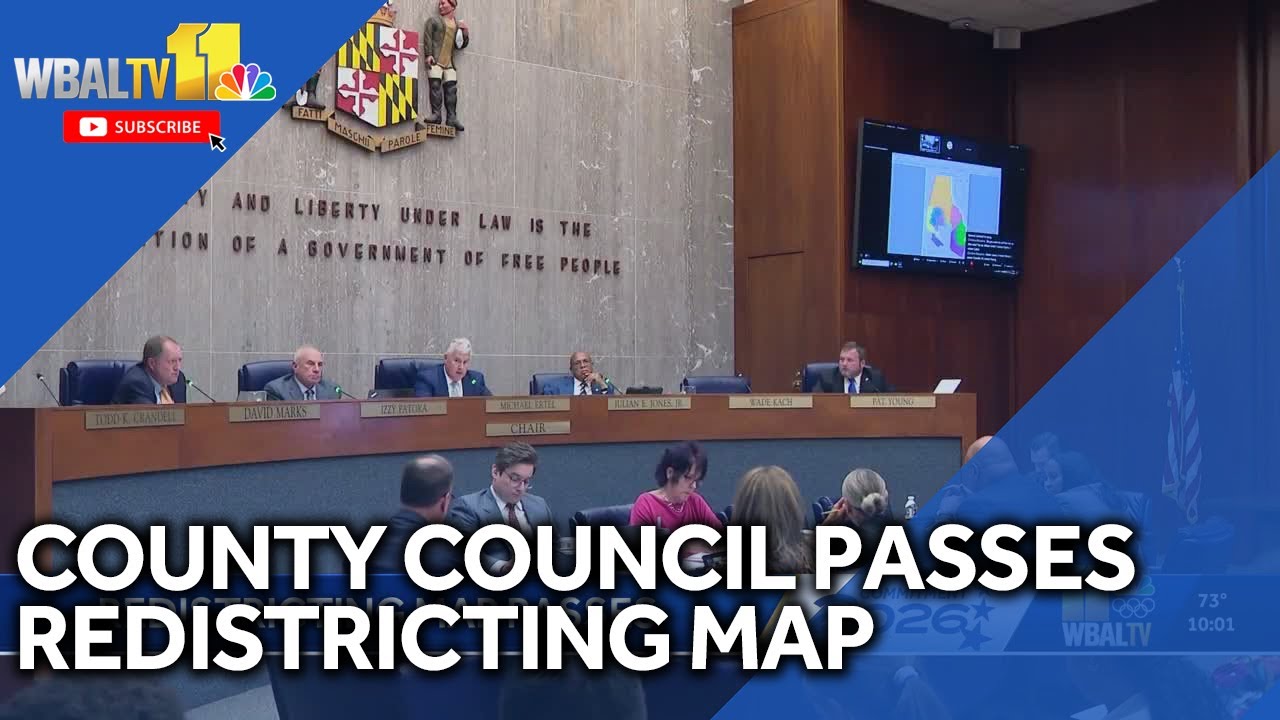 Council passes Baltimore County redistricting map - YouTube