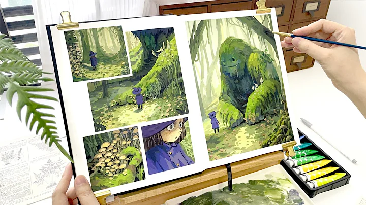 Monster Design｜Comic Panel Storytelling｜Relaxing Gouache Painting Process｜Witch in the Forest🧙‍♀️🌿 thumbnail