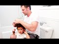 DAD DOES DAUGHTER'S HAIR LIKE A PRO!!!