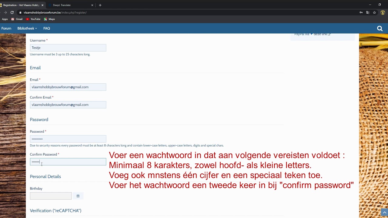 Registreren op het forum