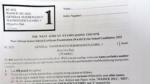 WASSCE 2023 General (Core) Mathematics Paper 1 Objective Test Complete Solution