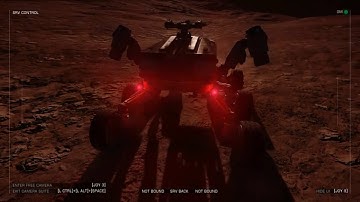 Elite Dangerous Horizons space video game. SRV rough riding on planet surface.