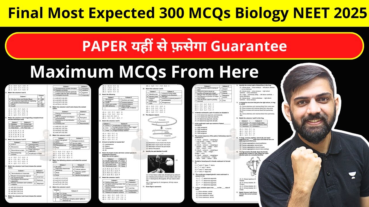 Guarantee NEET 2025 Biology MCQs NEET 2025 | NEET Biology Most Expected ...
