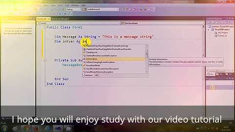 Visual Basic NET Tutorial 2 Variable Declaration in Visual Basic