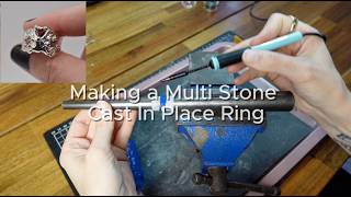 How to Make a Cluster Gemstone Wax Ring with Cast In Place Gemstones | Wax Carving Jewellery