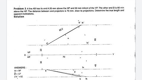 Problem number 3 in projection of lines in Solid edge software