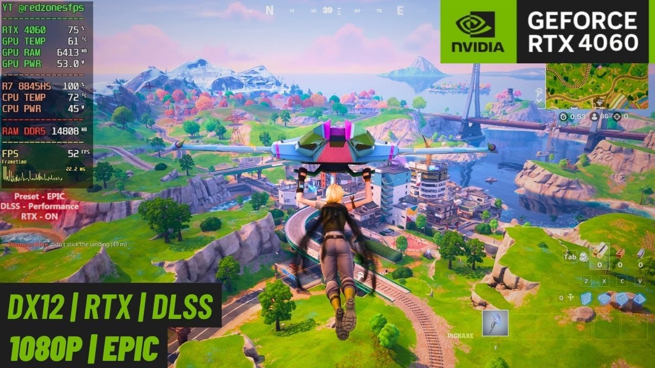 FORTNITE: DX12 & Ray Tracing | RTX 4060 | R7 8845HS | 1080p w/DLSS ...