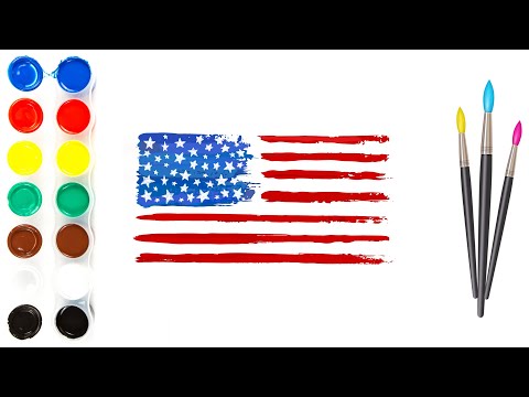 How to draw a flag of United States | Easy flag drawing for kids | Bolalar uchun oson bayroq chizish