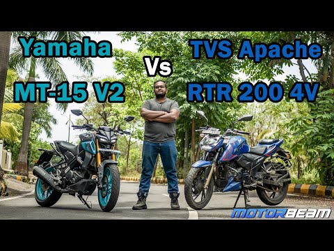 Yamaha MT-15 V2 vs TVS Apache RTR 200 4V - Looks or Power? | MotorBeam