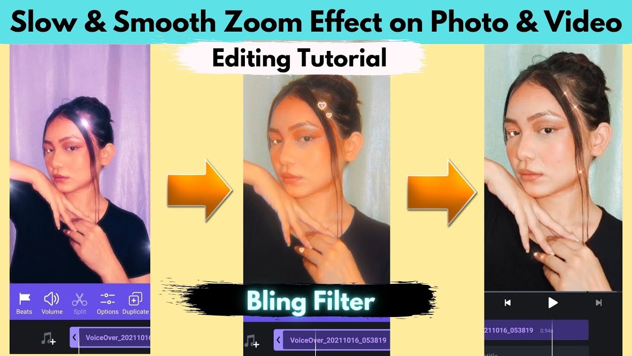 Slow zoom effect reel video editing tutorial  wildest dream trend, smooth,  photo, bling filter app 