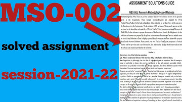 MSO-002 SOLVED ASSIGNMENT 2021-22 ENGLISH MEDIUM IGNOU - MSO-002-ENGLISH medium solved assignment