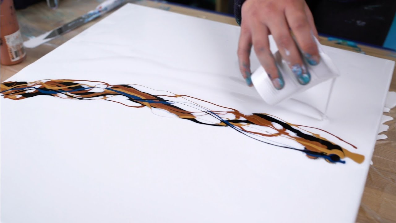 Acrylic pour painting with NEW WHITE - Delicate Fluid Dutch Pour Technique