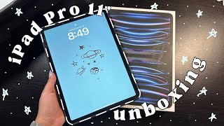 m2 ipad pro 11" unboxing 📦 | silver 🩶 | setup + accessories