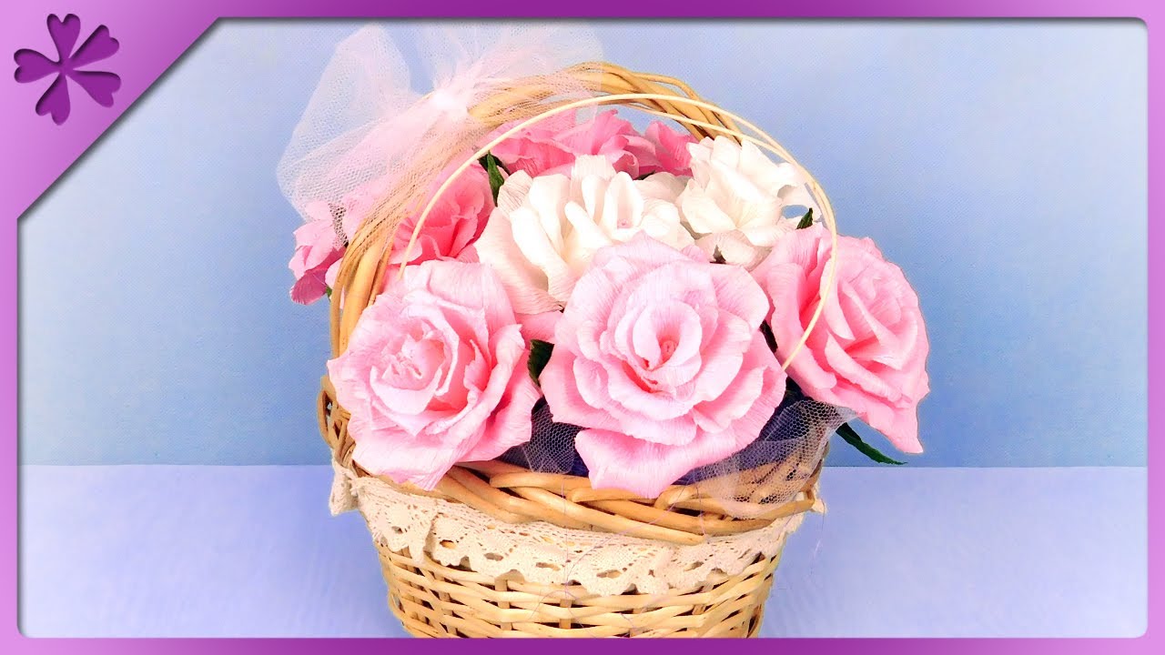 Diy How To Make Tissue Paper Roses And Flower Basket For Wedding