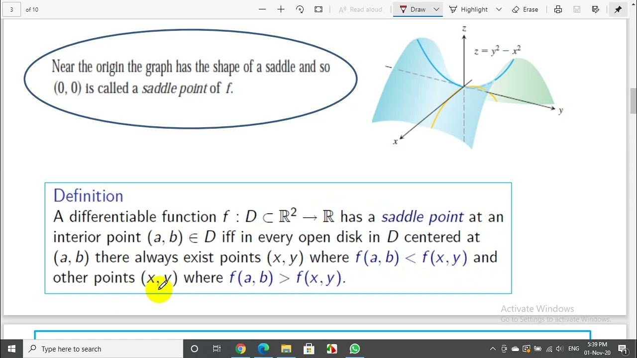 Extrema of functions of several variables
