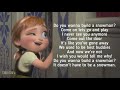 Do you want to build a snowman  disney  frozen  lyrics