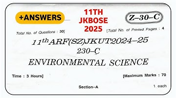 jkbose class 11th evs paper 2025 | jkbose class 11 environmental science paper 2025