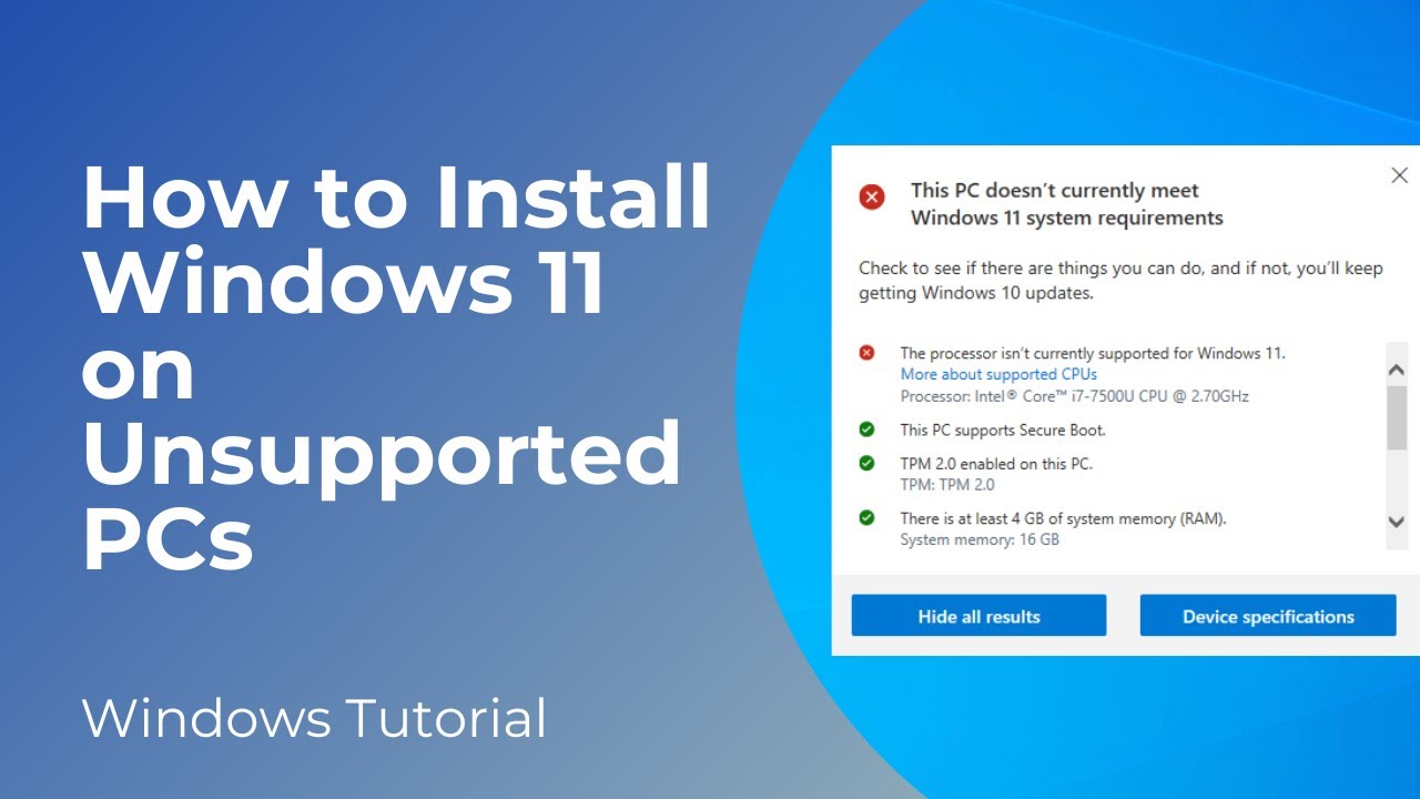 How to Install Windows 11 on Unsupported PCs (Super Easy) - YouTube